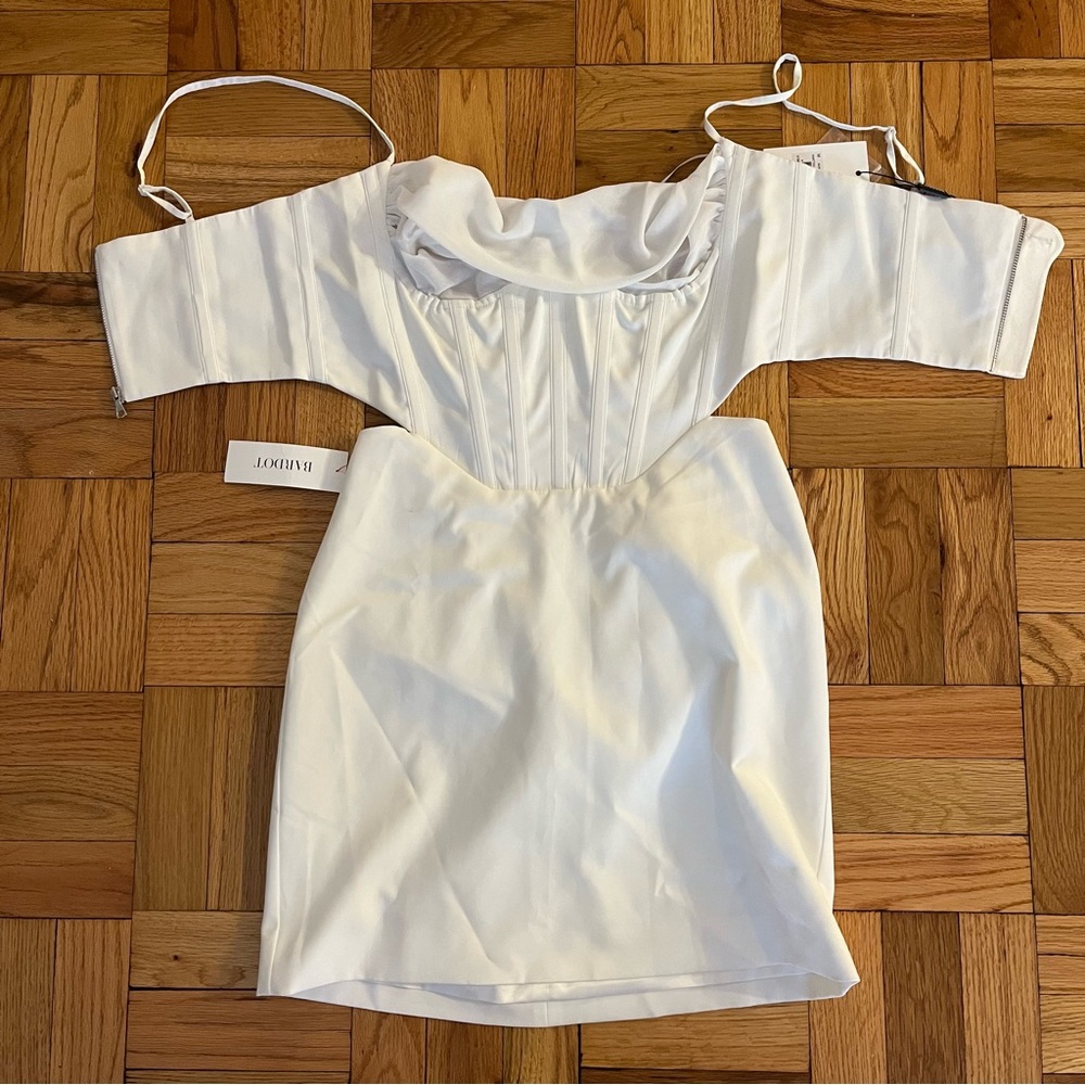 Bardot Martini White Corset Mini Dress Size Medium NEW - Picture 3 of 9
